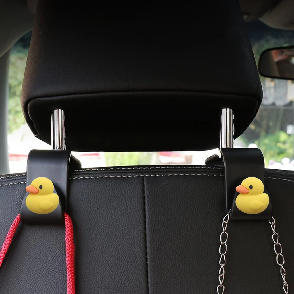 Duck Car Hook Cute Seat Hanger Seat Back Organizer Storage Cartoon Lovely Yellow Little Duck Universal Car Interior Accessories