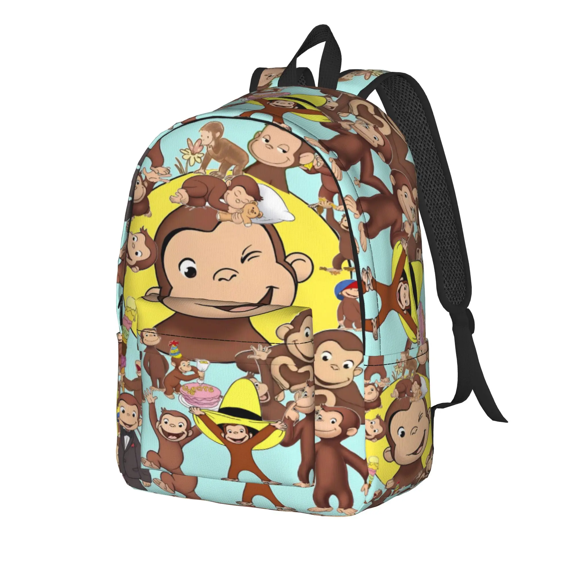 Curious George African Monkey Backpack with Pocket Student Hiking Travel  Daypack for Men Women Laptop Computer Canvas Bags