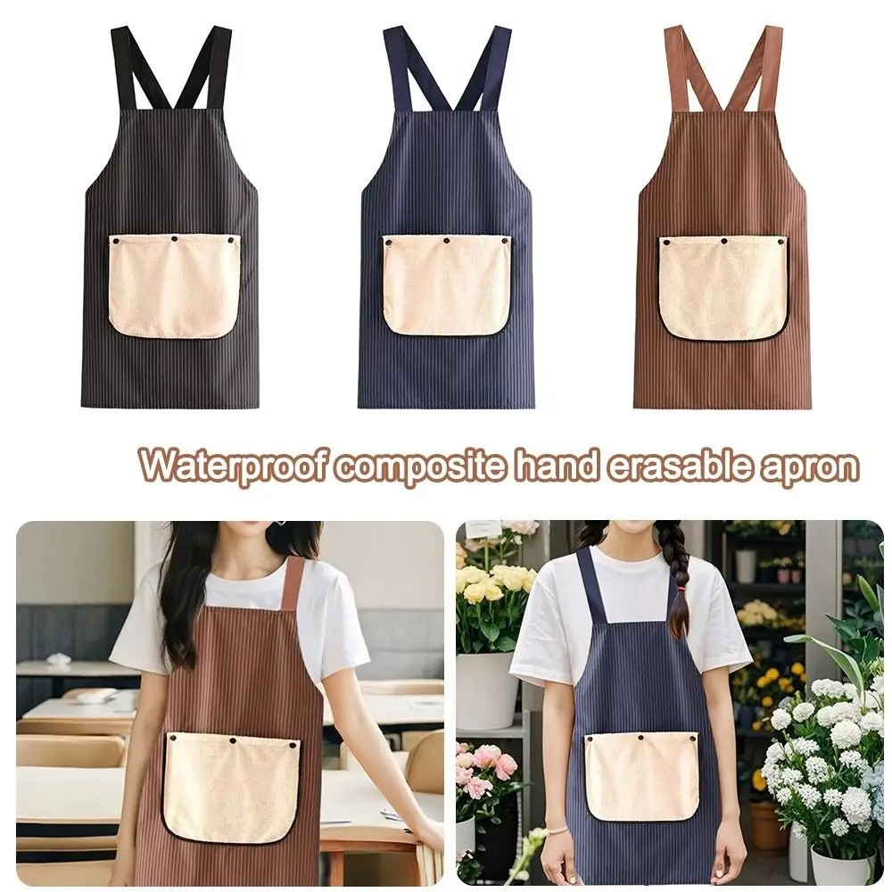 

Waterproof Kitchen Apron Sleeveless Cross Back Cooking Baking Bibs with Removable Hand Towel Anti-fouling Restaurant Uniform