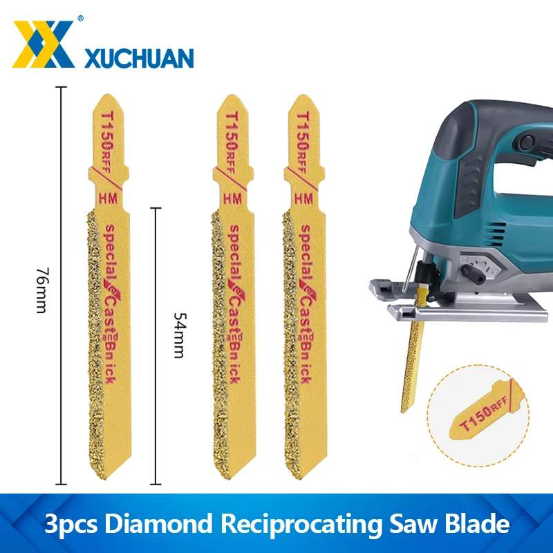 

3pcs Diamond Jig Saw Blade 4'' 50 Grit Brazed Reciprocating Saw Blade For Ceramic Tile Granite Cutting T-Shank Jigsaw Blade