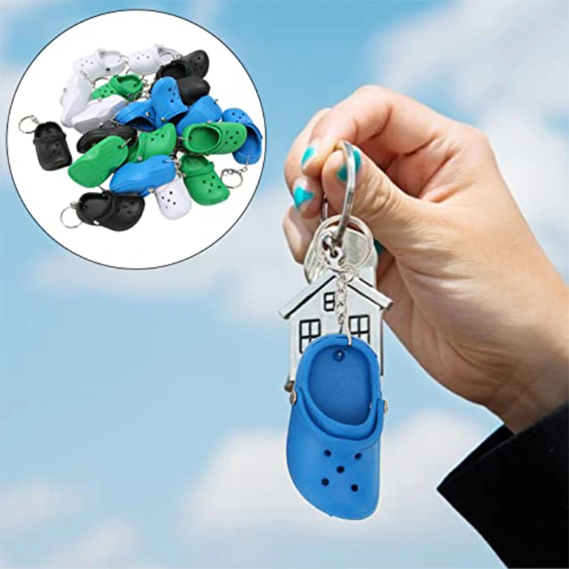 50Pcs Cute Mini Clog Slipper Keychain Fashion Key Holder Travel Luggage Hanging Charm