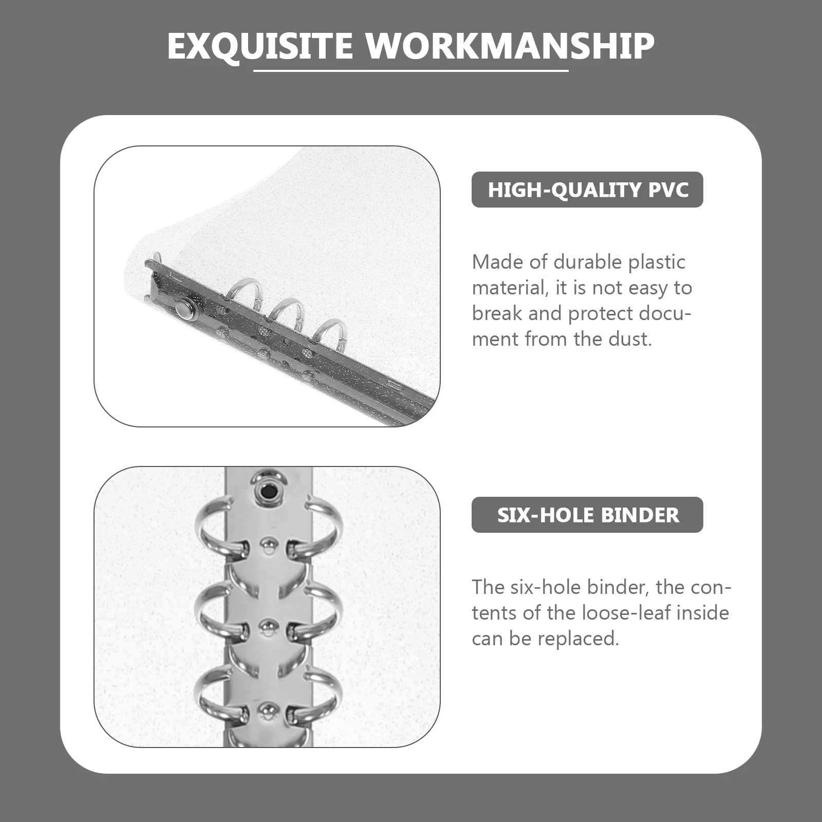 Loose-Leaf Binder Cover 6-Hole Waterproof Plastic Notepad Case For Office Supply Handbook Protection Portable Notebook Shell Pvc