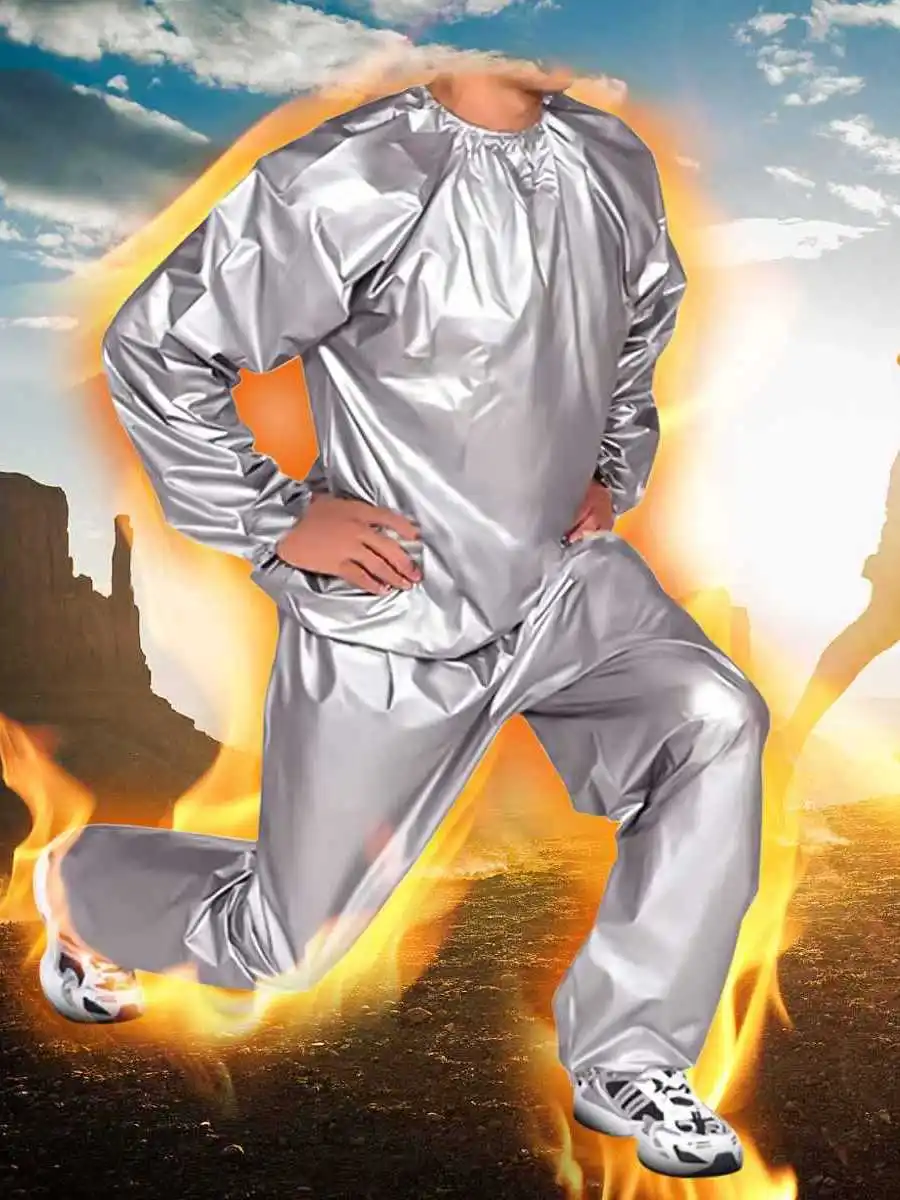 

ex Костюм для сауны из ПВХ, спортивный костюм, длинный круглый комплект из двух предметов для мужчин и женщин, термоодежда для сауны