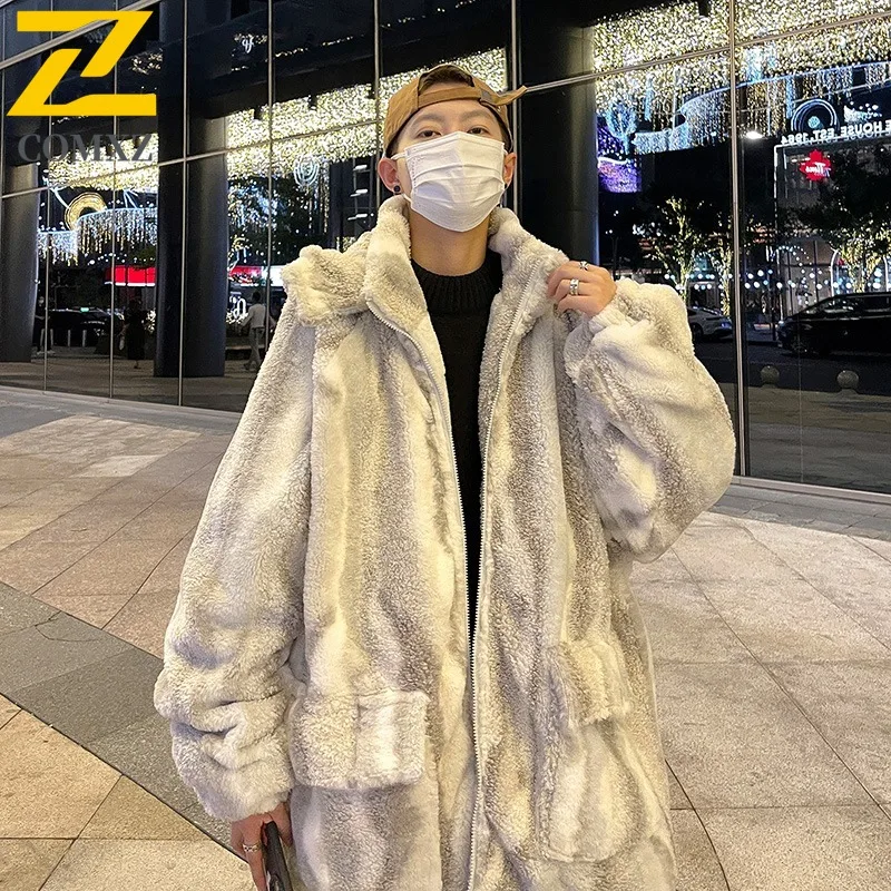 COMXZ 2025 متوفر 24 أنماط سميكة شيربا مقنعين سترة قطن فضفاضة تناسب عادية حجم كبير معطف الرجال YG99 P155 #1