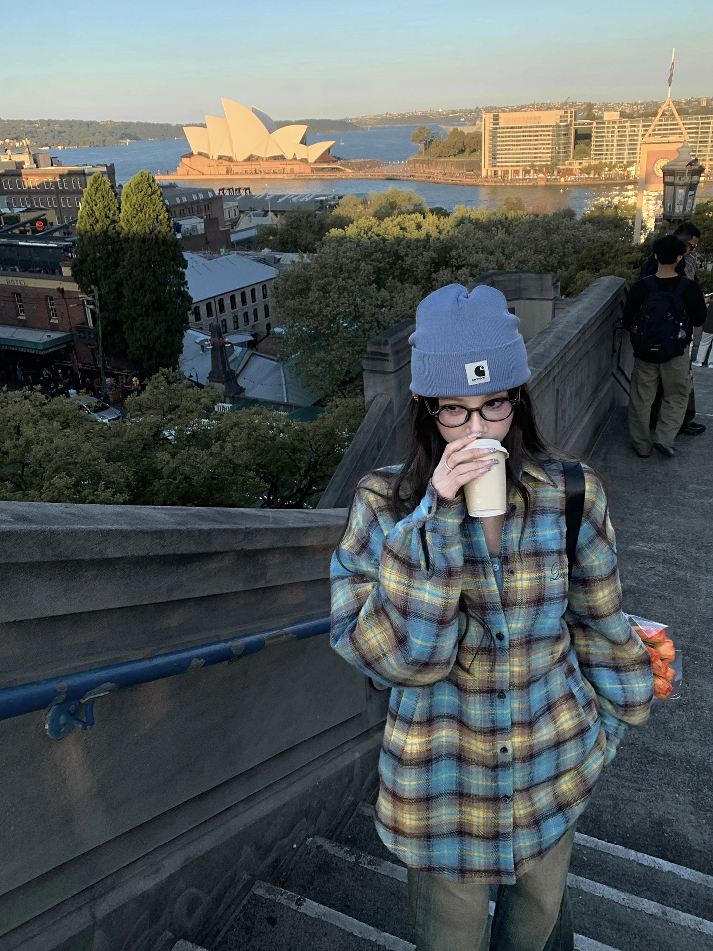 

Tongiiuu American Retro Plaid Cotton irt Jaet Women Loose Cotton Top Button Closure Long Sve Daily Wear