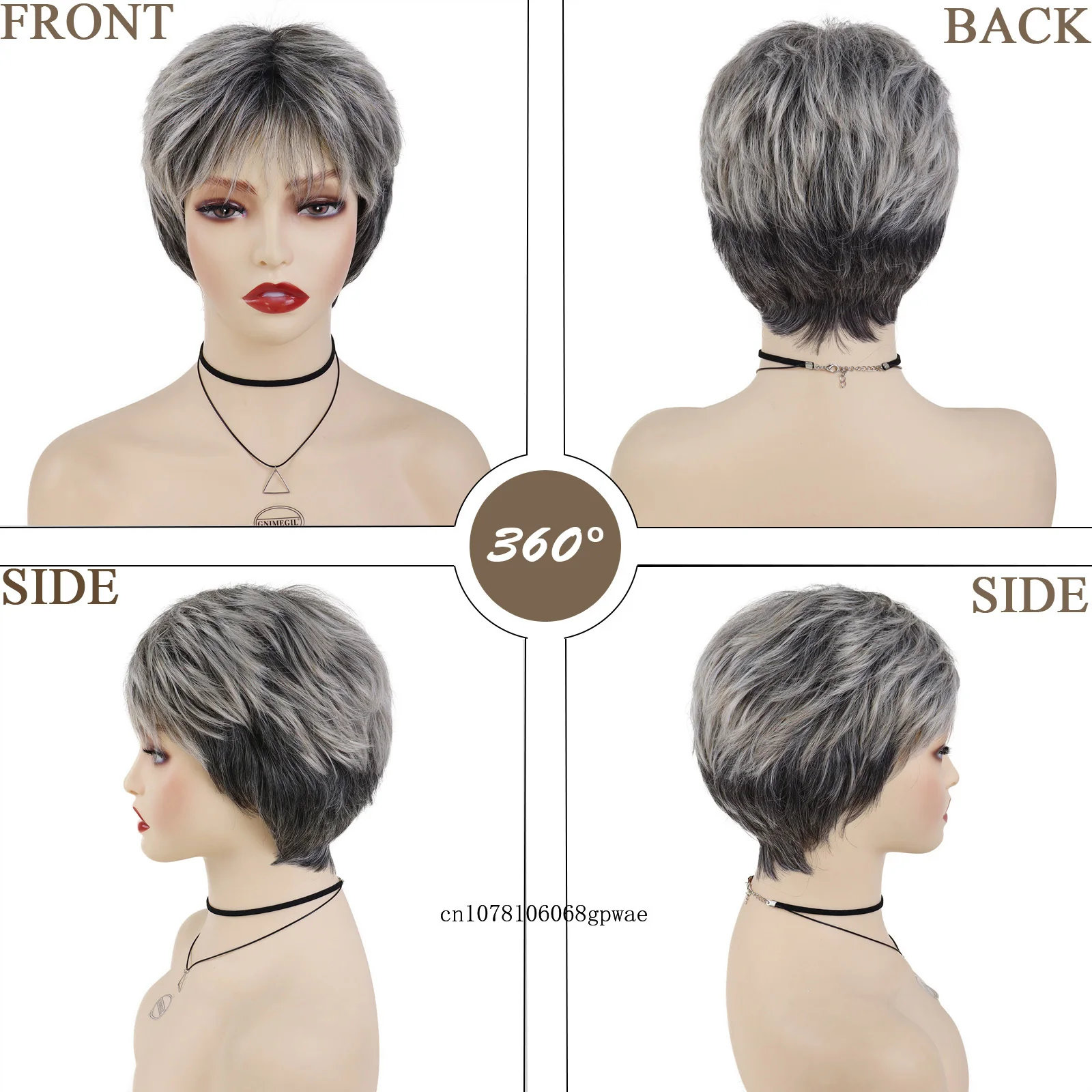 Short Straight Hair Synthetic Wigs for Women Old Lady Wig Natural Daily Grandma Wig Cosplay Halloween Costume Casual Pixie Cut