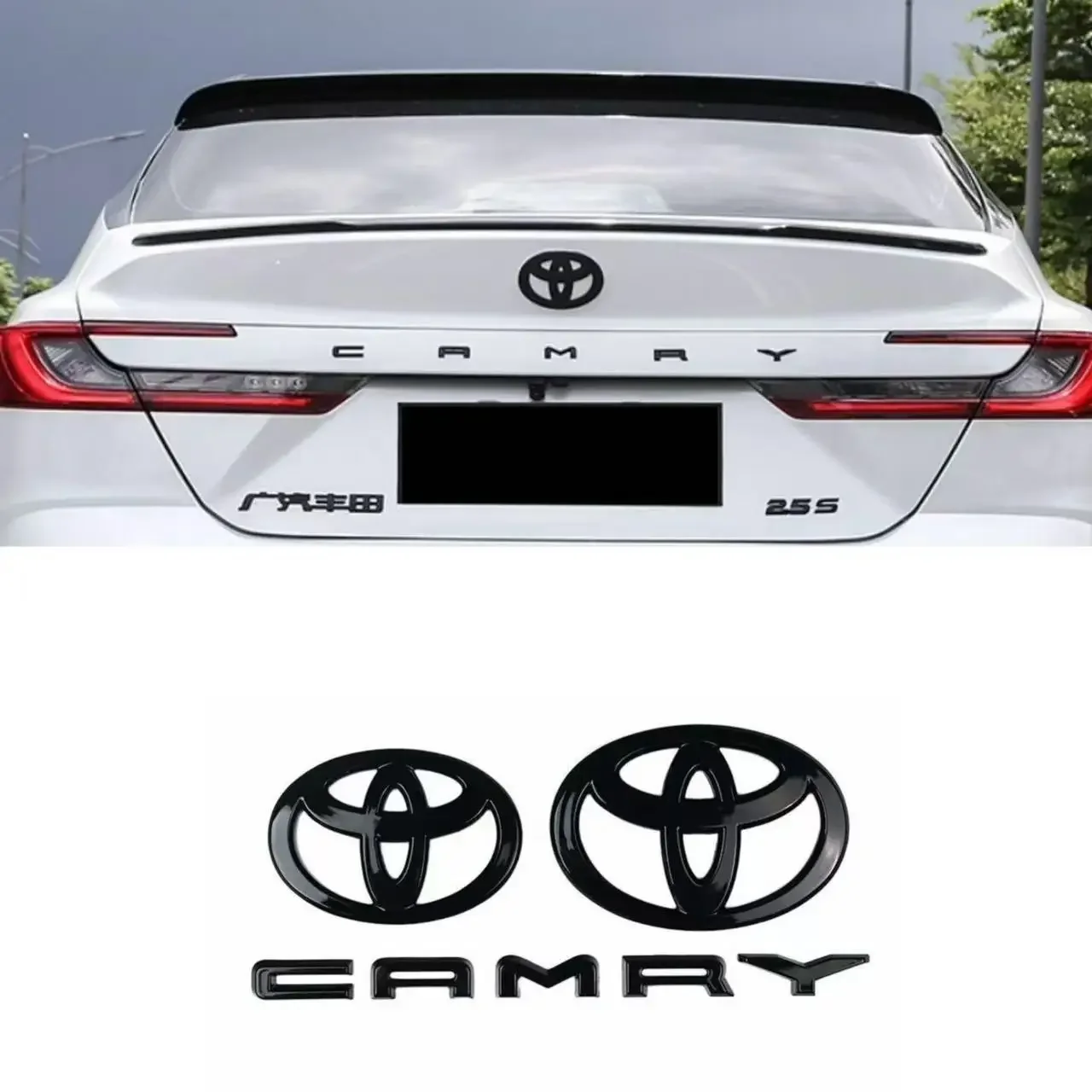 3pcs/Set Black Hood Badge Trunk Badge Camry Letters for 2024 2025 9th Generation Toyota Camry OVERLAY Modification Accessories