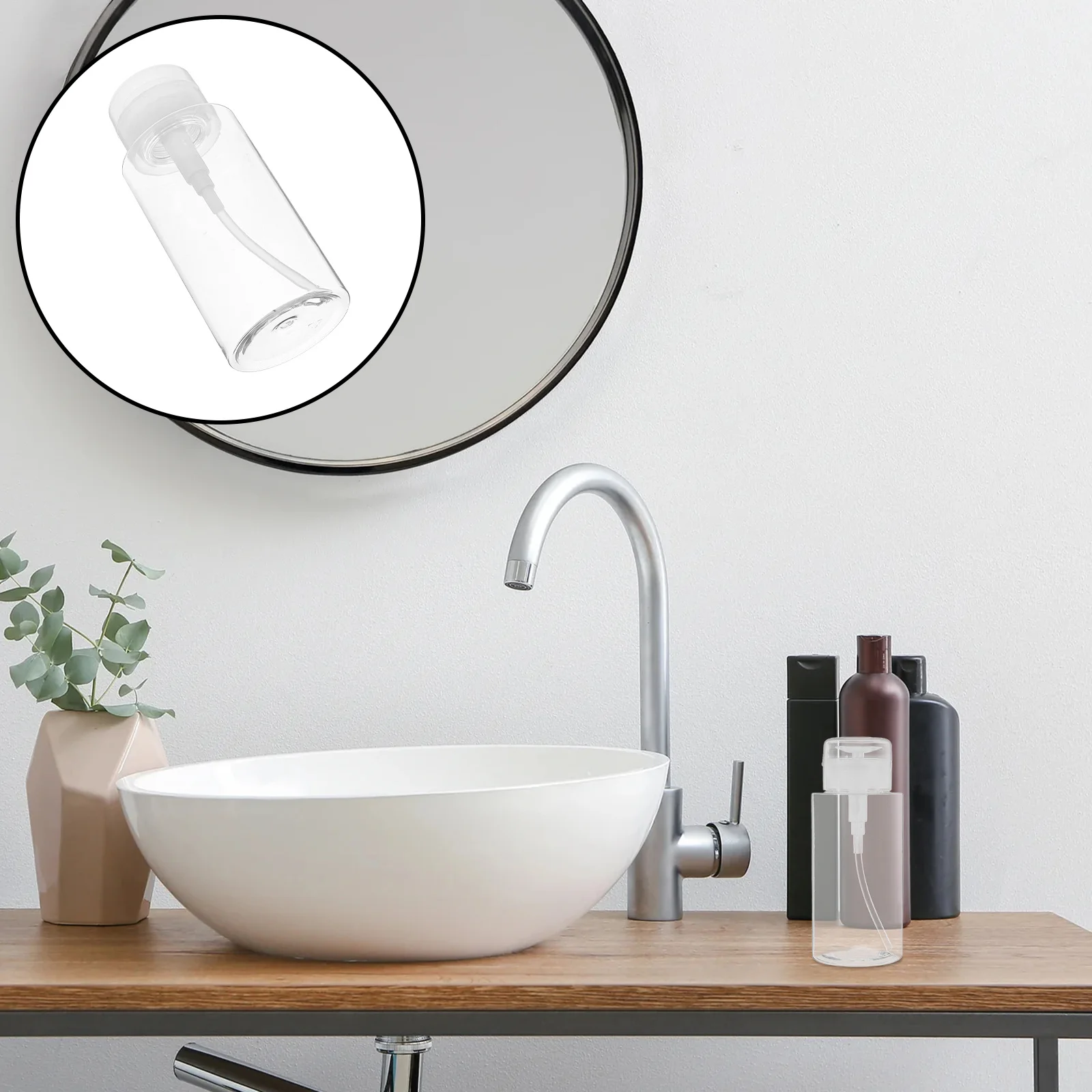 

1pc 300Ml Pet Plastic Makeup Remover Bottle Reusable Pump Travel Size Press Dispenser For Face Toner Lotion Skincare