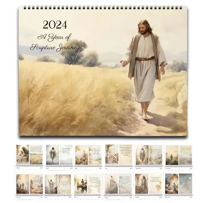 Jesus Christ Calendar 2024 Jesus Poster Calendar Inspirational Wall Decor Art Calendar Jesus Themed 12 Month Planner Calendar