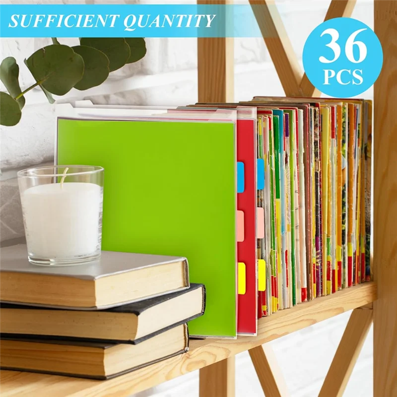AC57-36 Pcs 12X12 Scrapbook Paper Storage Organizer With 90 Pcs Sticky Index Tabs For Holds Scrapbook Paper Cardstock Vinyl