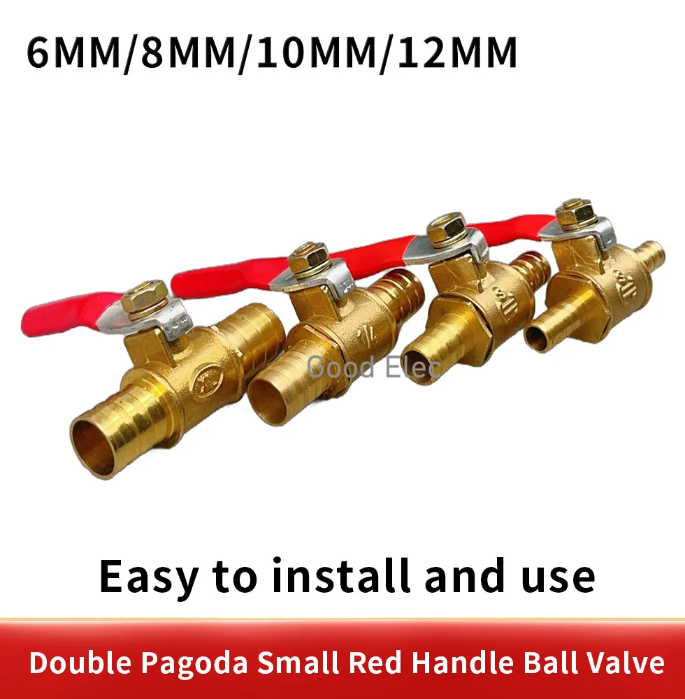 6mm 8mm 10mm 12mm Hose Barb Inline Brass Water Oil Air Gas Fuel Line Shutoff Ball Valve Pipe Fittings