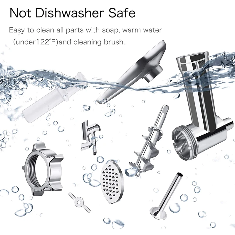 Accessorio per tritacarne elettrico per carne in metallo argento da 2,5 libbre con 3 lame/piastre per macinare