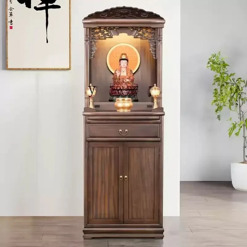 

HSN Buddhist niche stand cabinet Solid wood Buddha God of Wealth Guanyin cabinet Buddha statue offering cabinet