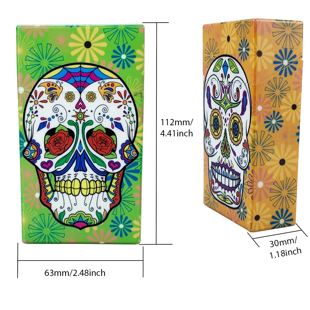 Plastic Cigarette Case Skull Pattern Cigarette Holder Box for Men Women 20pcs Regular King Size Cigarettes,Gifts for Dad Husband