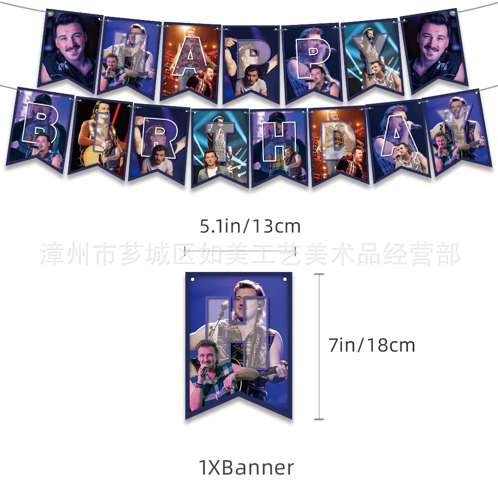 Morgan Wallen Birthday Decoration Singer Party Supplies Includes Latex Balloons Banners Cupcake Toppers for Pop Music Fans