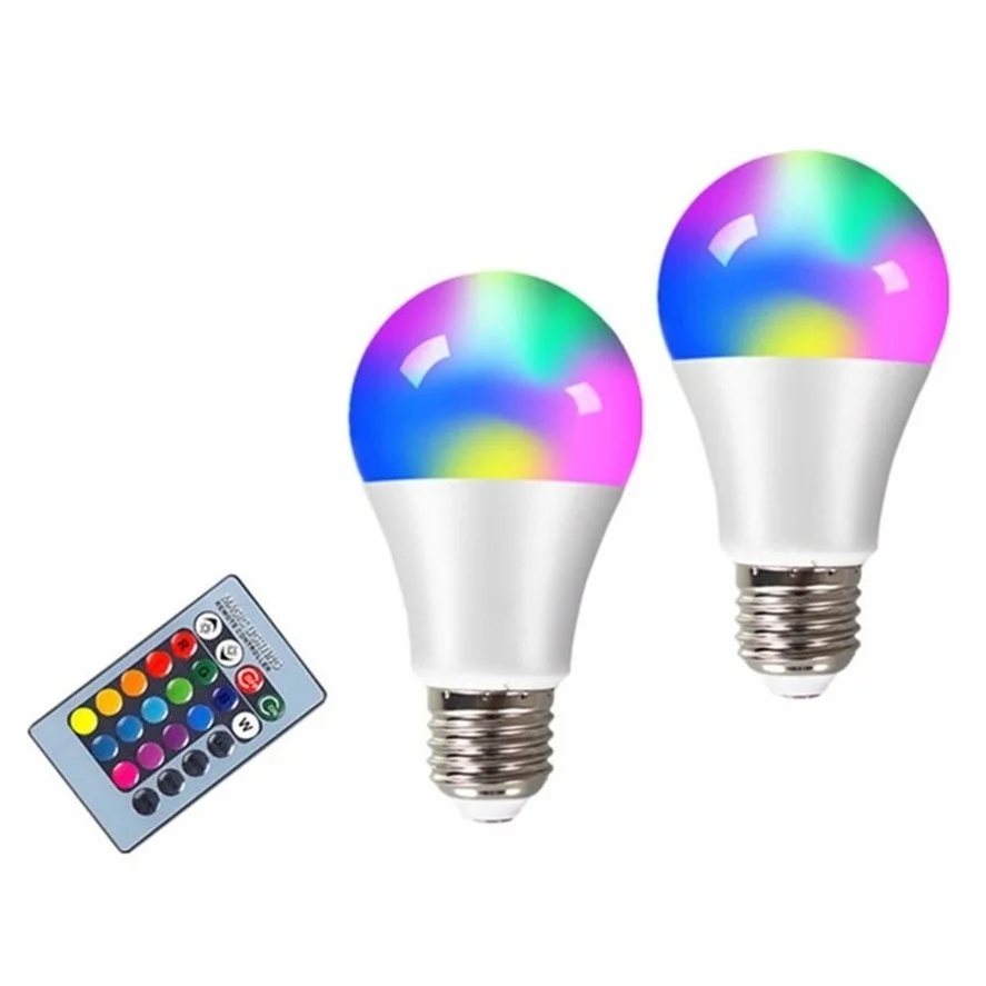 RGB LED E27 램프 스포트라이트 전구 AC 85-265V Bombillas LED 4W 10W 15W IR 원격 제어 Led 전구, 스마트 Led RGBW 램프 홈 장식