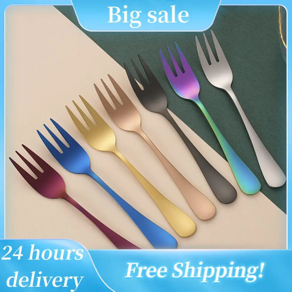 Pieces Gold Fruit Fork Stainless Steel Coffee Tea Fork Set Ice Cream Cake Dessert Mini Fork Afternoon Party Black Cutlery