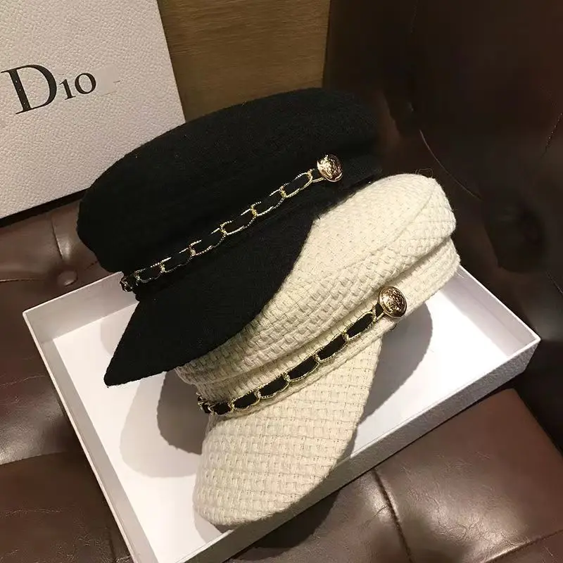 Autumn And Winter Hat Women's British Flat Top Retro Versatile Fashionable Duck Hat Artist Hat Octagonal Beret Spring And Autumn