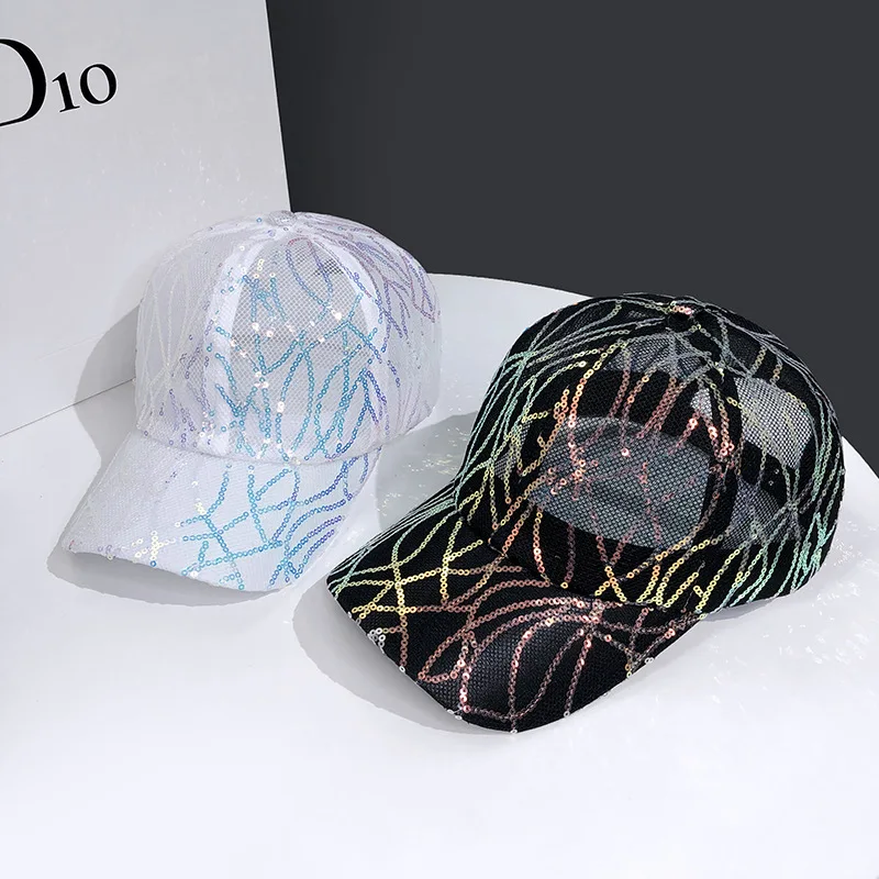 Summer Sequin Cap Ripple Thin Style Breathable Best-selling Mesh Baseball Cap Fashion Everything Street Shot Ladies Sun Visor