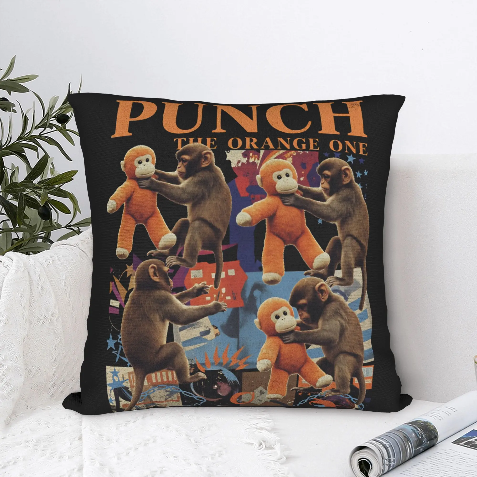 2026 Team Monkey Baby Punch Pillow Case  Soft Pillow Cover For Living Room Sofa Kawaii Pillowcases