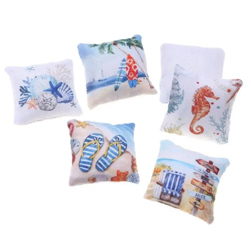 3Pcs Dollhouse Mini Summer Ocean Beach Pillow Model Toys Miniature Home Scene Sofa Ornament Doll House Accessories