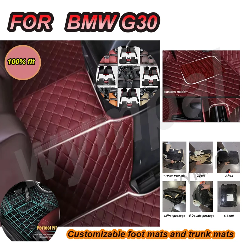 

Роскошные автомобильные коврики на заказ для BMW G30 2020 2021 2022, авто, роскошные кожаные коврики