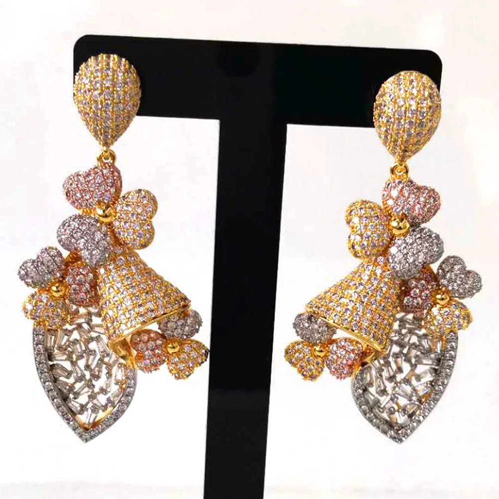 

Missvikki Luxury Gorgeous Skeleton Pendant Earrings For Women Wedding Party Shiny Full CZ Earrings Fashion Jewelry High Quality