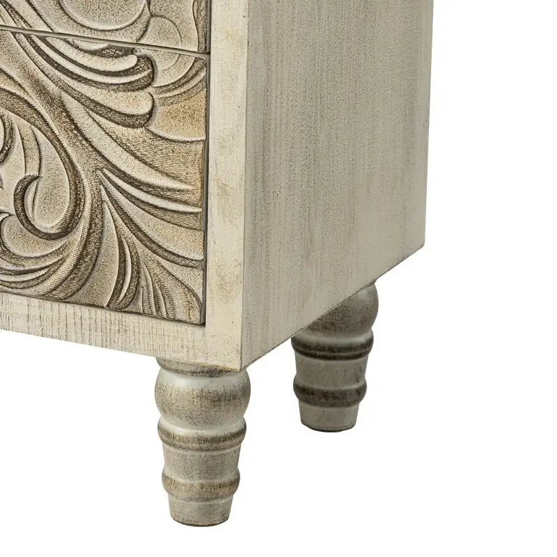 Cômoda compacta de três gavetas, caixa decorativa esculpida à mão em madeira com flores, passagem de entrada do quarto, armário da sala de estar