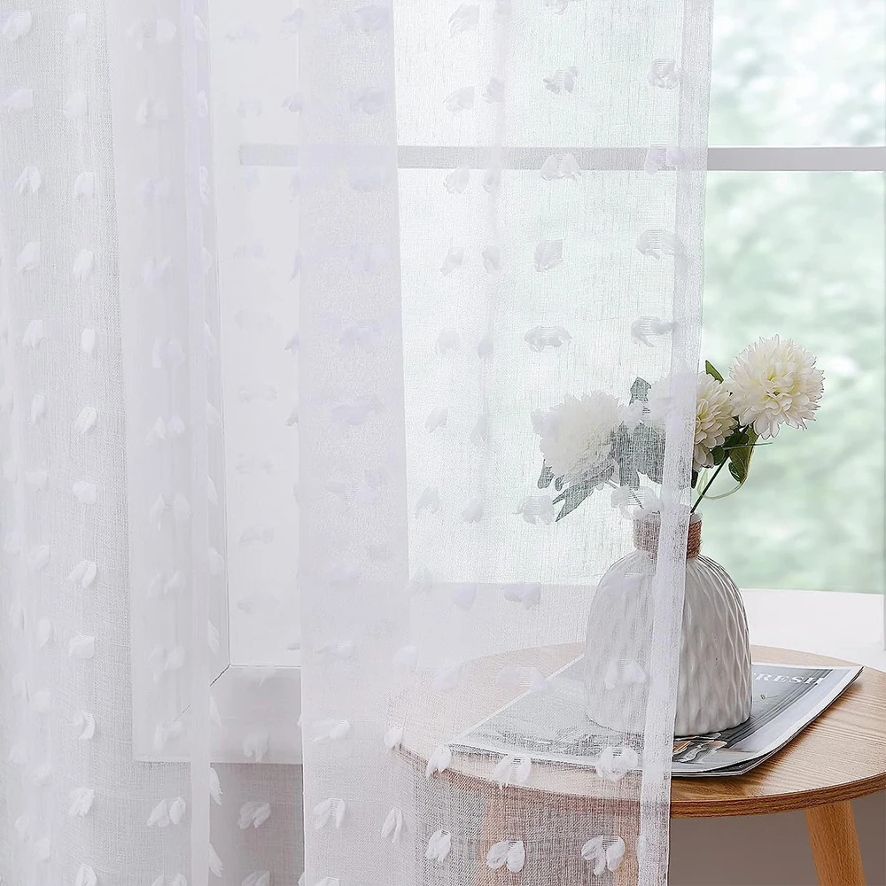1Pc New modern white lace embroidered curtains Living room sheer tulle bedroom dining room voile curtains
