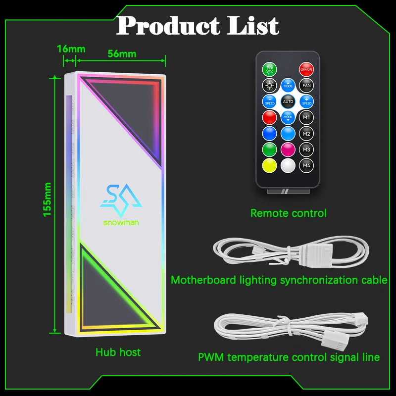 UTHAI H12 New ARGB Controller 5V3 Pin Shenguang Synchronous Computer Case Prism Fan PWM Temperature Control Hub