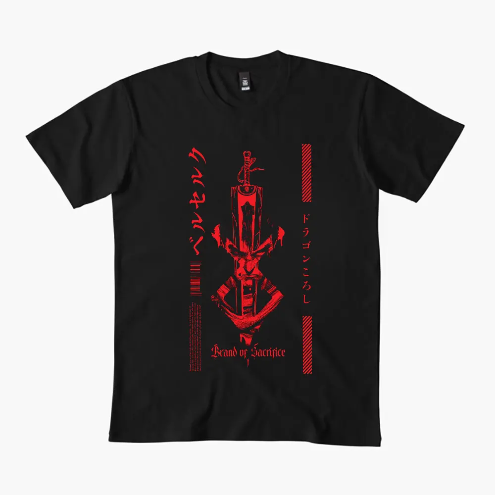 

0325 Guts Berserk Japanese Anime Gift t shirt 100% cotton print clothing Swordsman Manga Graphic Tee Y2K clothes Large size Tops
