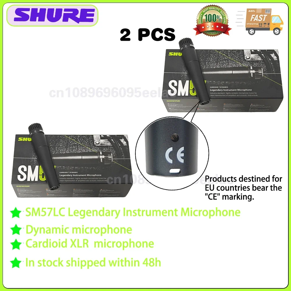 2 PCS Shure SM57 Instrument Microphone Cardioid Dynamic Hand Mic Stage Performance Guitar Studio Singing Home KTV Mic