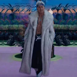 2026 New Fashion Men Jacket Imitation Mink Fur Outerwear Men's Winter Coat White Super Warm fur hooded long parkas