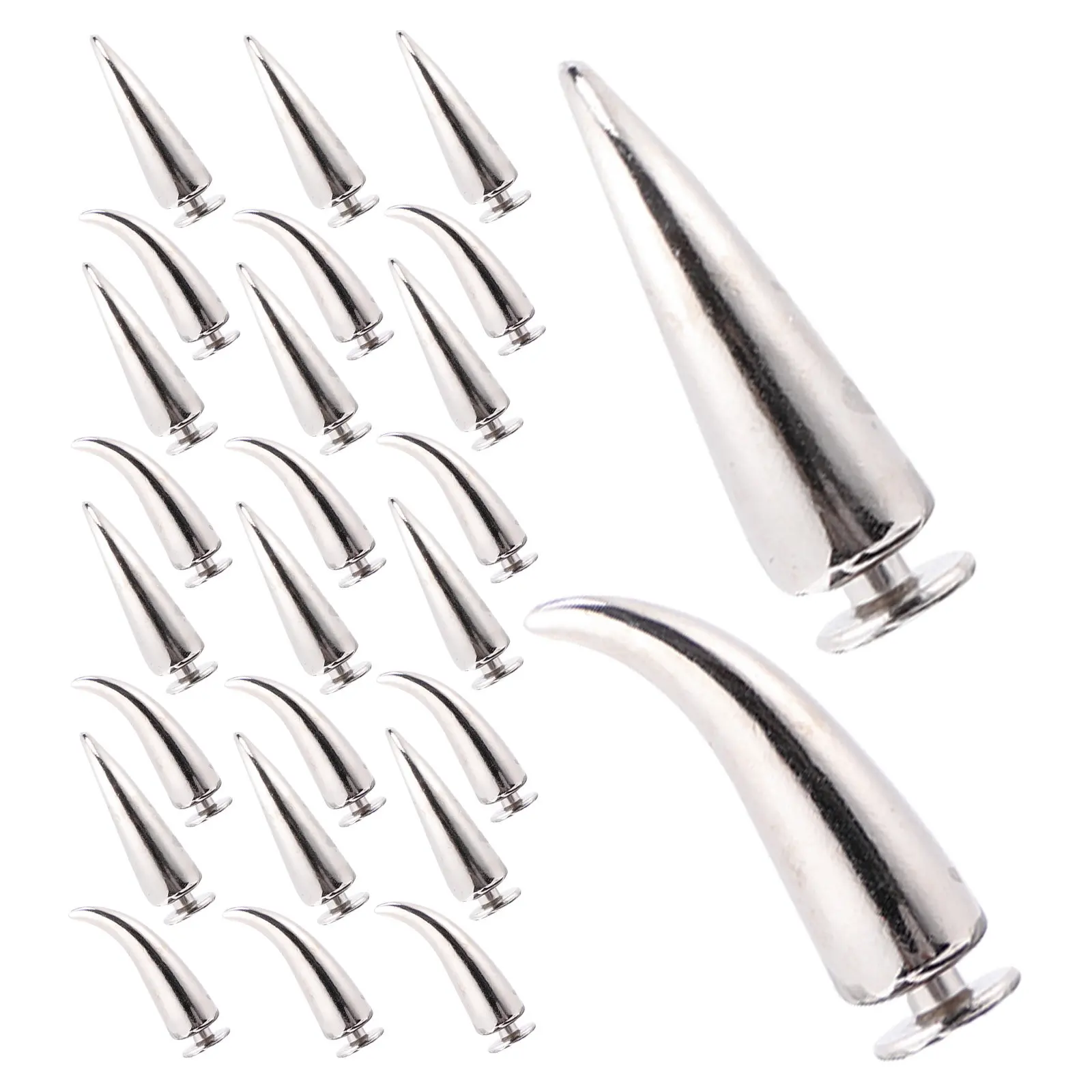 40Pcs Punk Screwback Rivets Metal Cone Spikes Studs Silver Alloy for DIY Leathercraft Jackets Shoes Bags 21Mm Cone Spikes Rivets