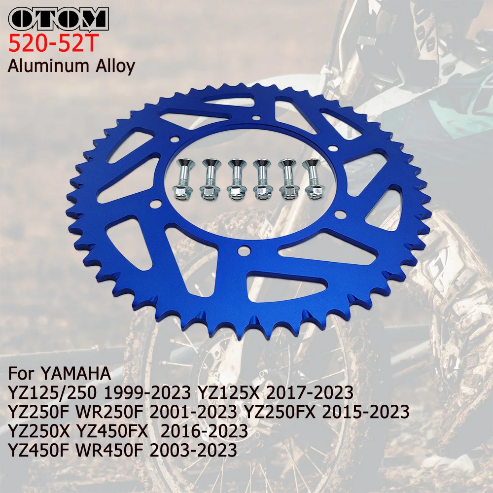 

OTOM для YAMAHA YZ125/250 YZ125X YZ250X/FX YZ450F/FX WR250F WR450F задняя звездочка цепи 520-52T 19-23 детали мотоцикла звездочки