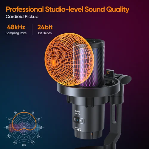 Imagen 2 del producto COMICA Ejoy UNI Micrófono para juegos USB con cable con cancelación de ruido/RGB para PC Smartphone, micrófono condensador para transmisión de podcasting