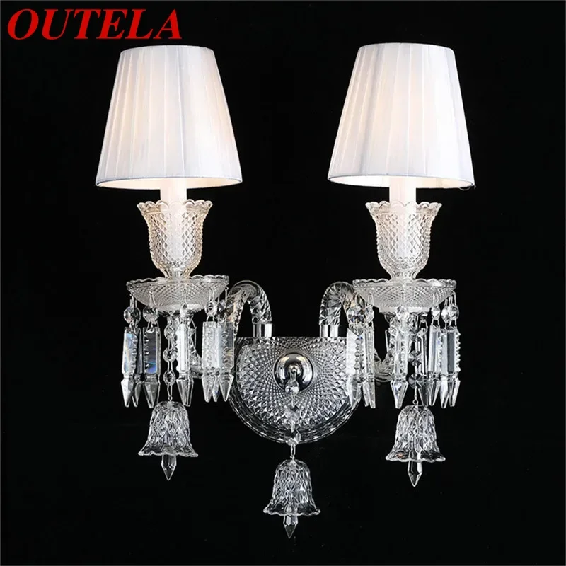 OUTELA European Candle Crystal Wall Lamp LED Luxury Living Room Bedroom Study Room Hotel Villa Model Room Hallway Wall Light