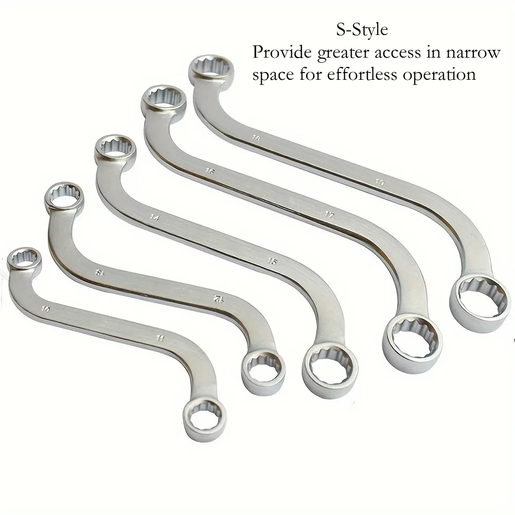 1Pcs S Type 10-19mm 12-Point Box Ends Double-Headed Special-Shaped Fastening Wrench Car Repair Tool S-Shaped Spanner Hardware
