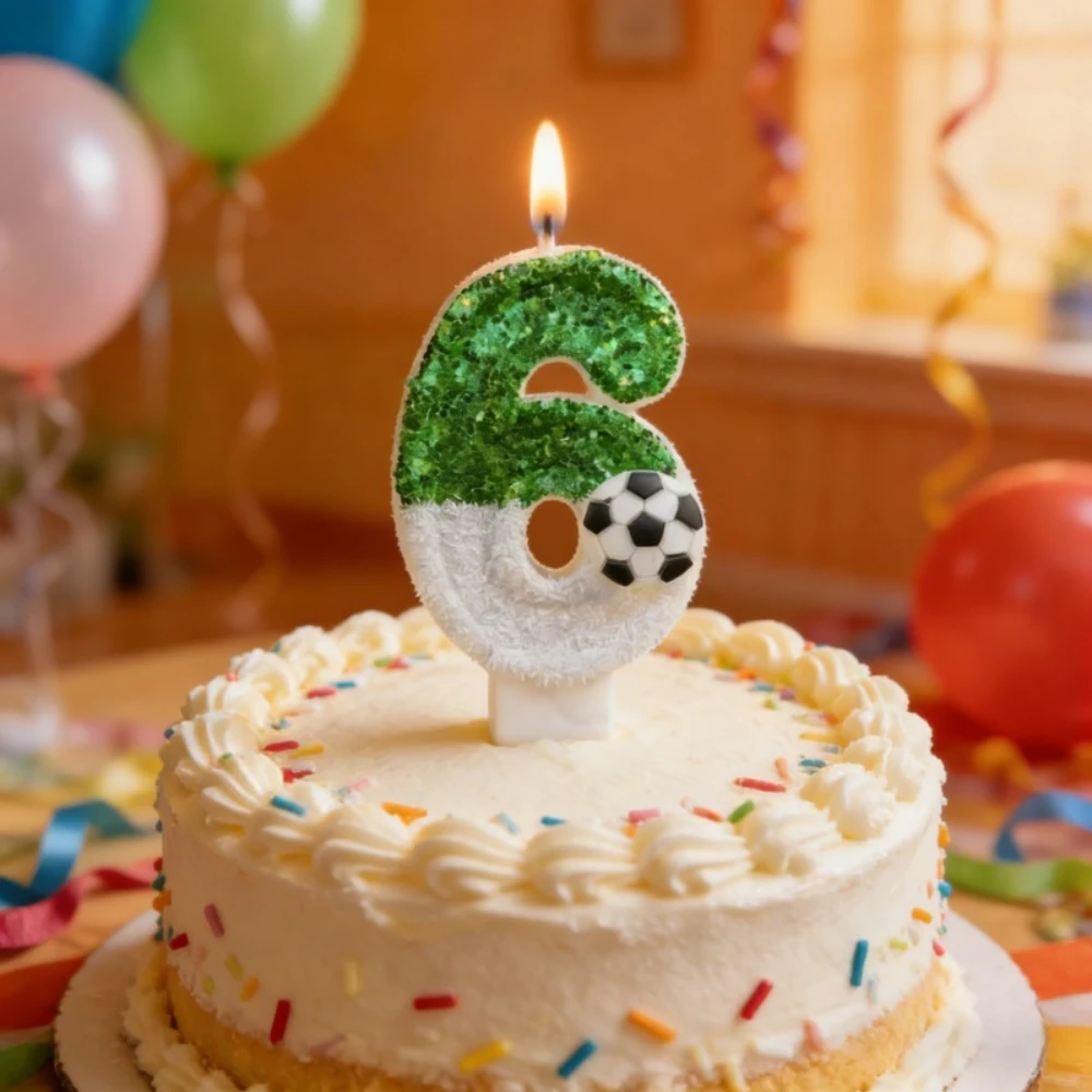 Football Shape Number Cake Candles 0-9Creative Decorative Topper Candles for Birthday Cake Decoration and Party Supplies