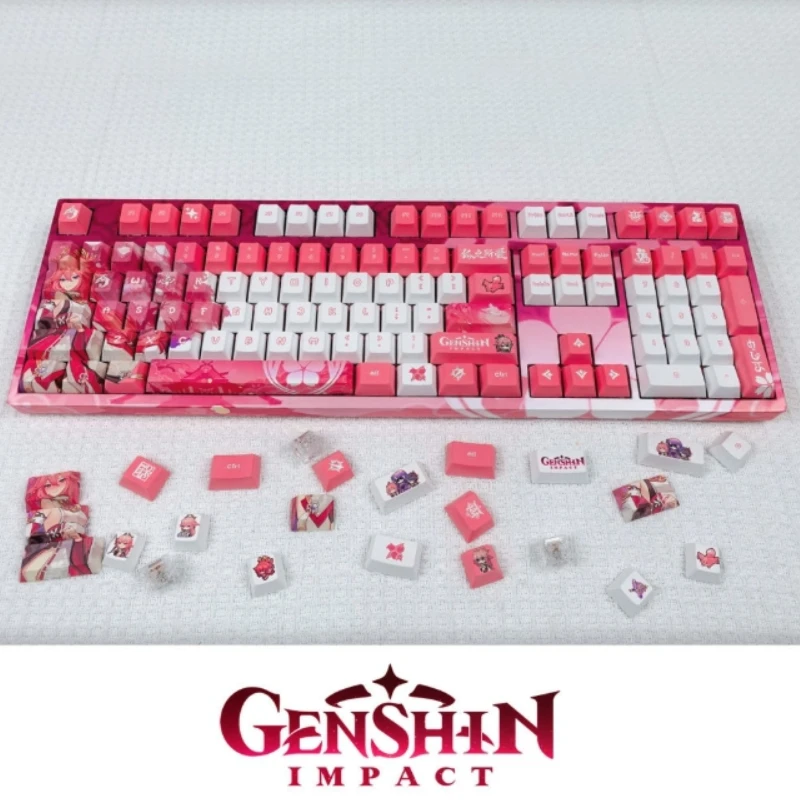 Genshin Impact Keycaps Personalized Customization Yae Miko Mechanical Keyboard Keycaps Anime PBT 108 Keys Cherry Profile Keycaps