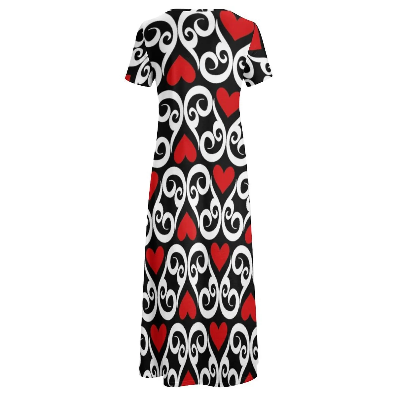 Queen of Hearts Dress Abstract Print Vintage Maxi Dress Short Sleeve Street Fashion Boho Beach Long Dresses Lady Graphic Clothes