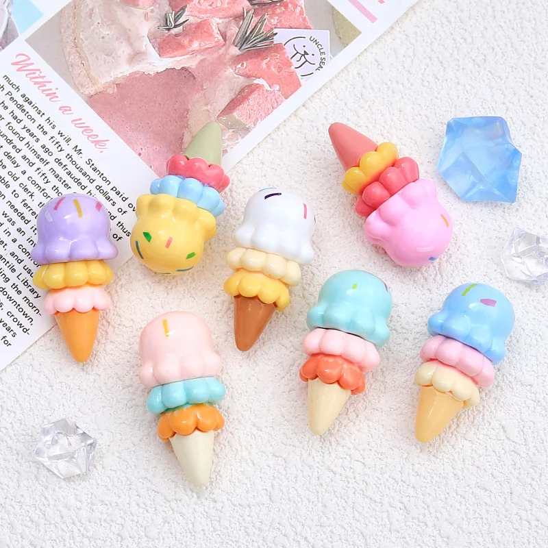 100pcs Resin 3D Ice Cream Cabochon Simulation Food Art Supply dollhouse Minitures Decoration accessories