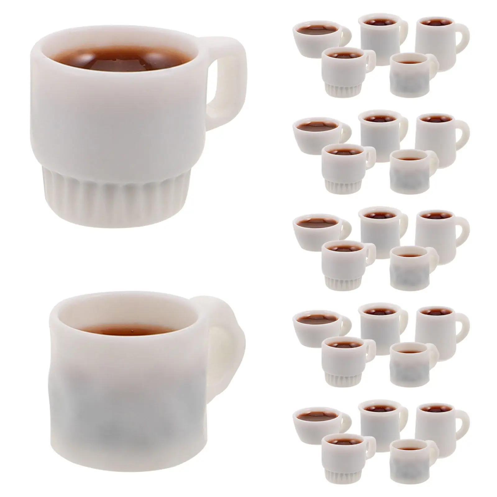 

50Pcs Mini Resin Coffee Cups Lifelike Miniature Coffee Mug Set for Dollhouse Accessories Mini Kitchen Tableware Ornaments DIY