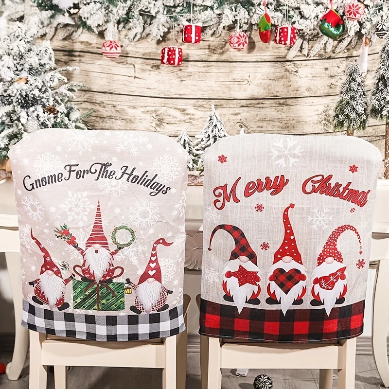 1pc Christmas Chair Cover Christmas Chair Cover Buffalo Plaid Restaurant Chair Cover Holiday Party Decoration