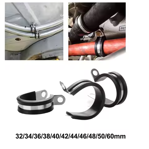 Uxcell 6/12pcs Stainless Steel Rubber Lined R Type Pipe Clips Wiring Hose Clamp Pipe Cable Clamp Mounting Fix Fasteners Fittings