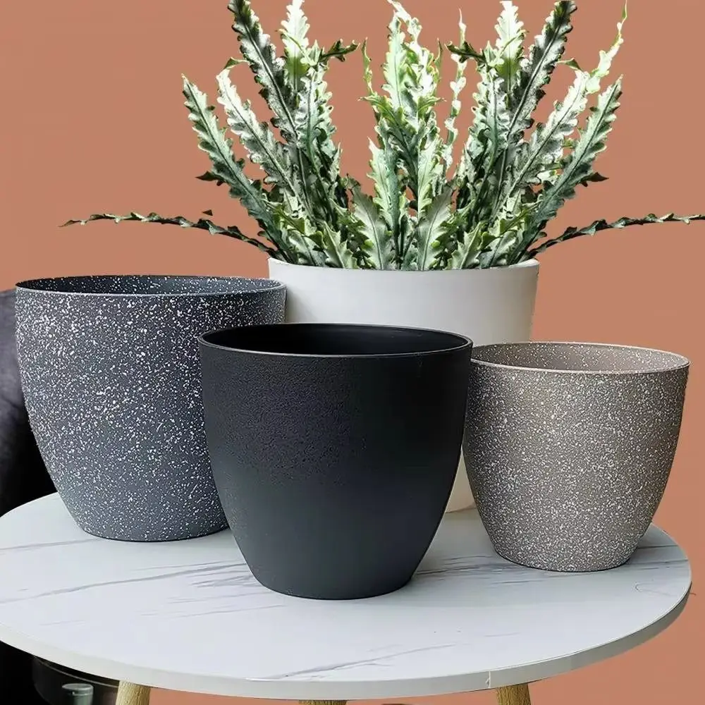 Creative Plastic Bonsai Flowerpot Frosted Imitation Stone Balcony Plant Pot Large-capacity Plant Growth Cultivation Pot for Home