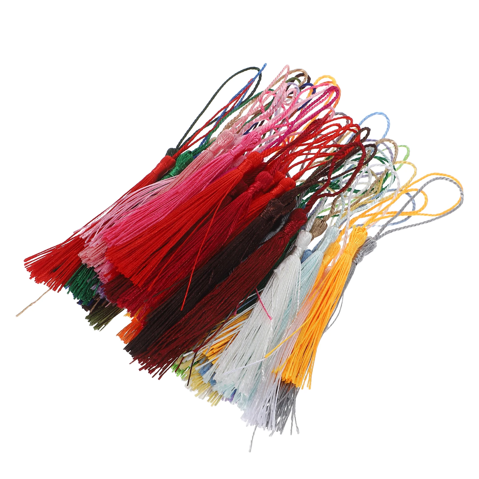 

50Pcs Chinese Colorful Knot Tassels Handmade Silk Tassels for Jewelry Key Chains Bookmarks Decorative Ornaments