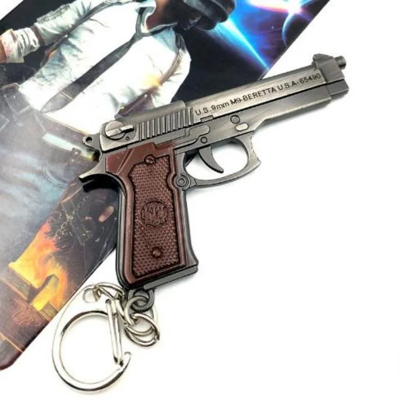 Mini Pistol Model Metal Key Chain, Fun Gift