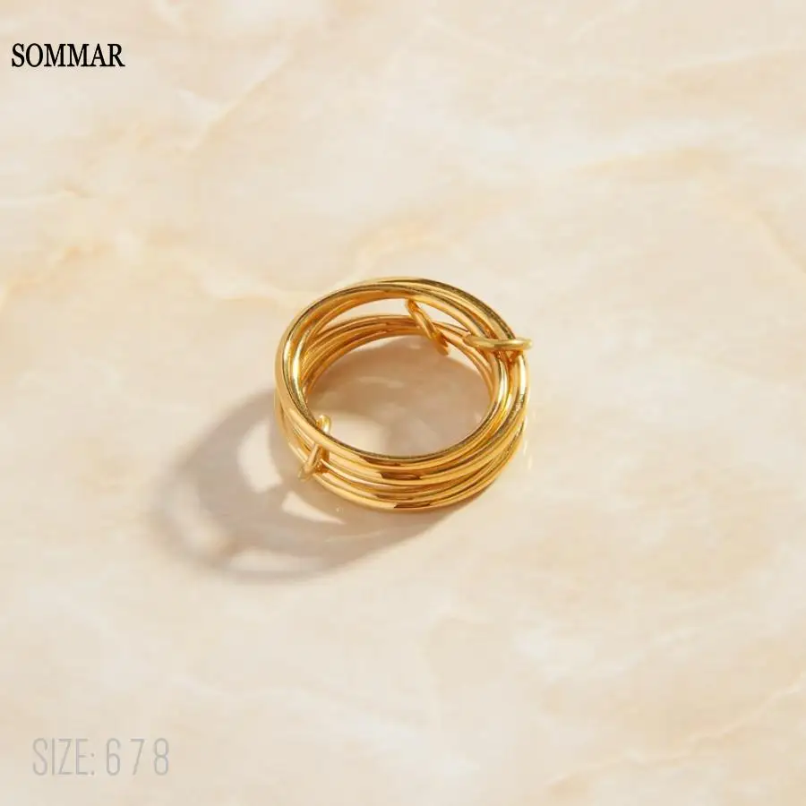 SOMMAR Best Gift Gold color size 6 7 8 women rings for women Multi Ring Ring prices in euros luxury