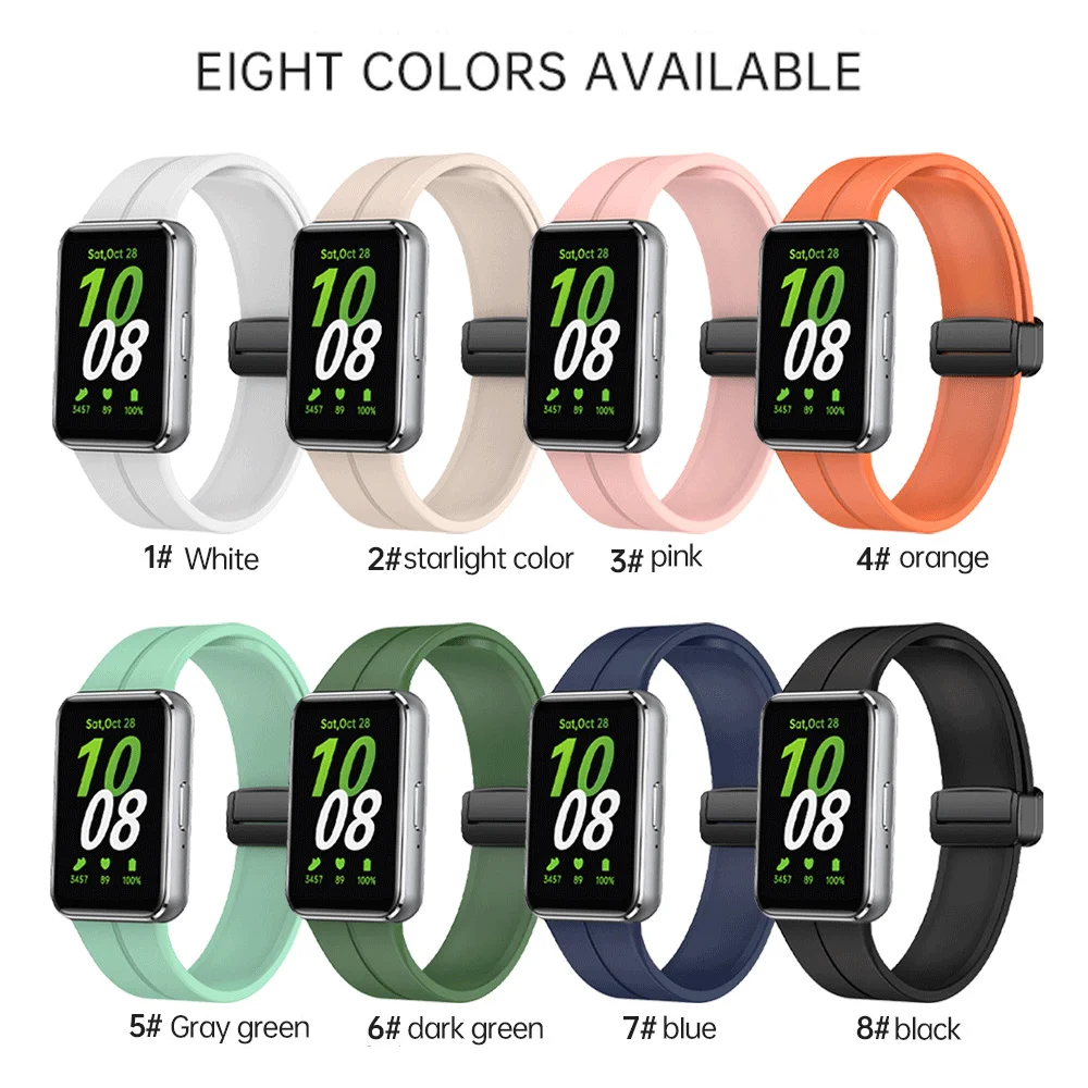 Magnetic Silicone Strap For Samsung Galaxy Fit 3,Sports Watchband Bracelet for Galaxy Fit 3 No Gaps Bracelet Band Accessories